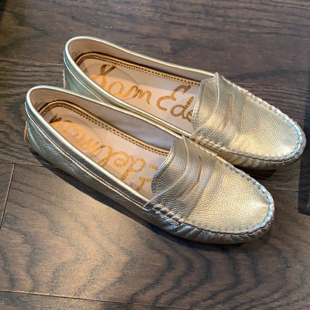 Sam Edelman Filly light gold leather penny loafers
